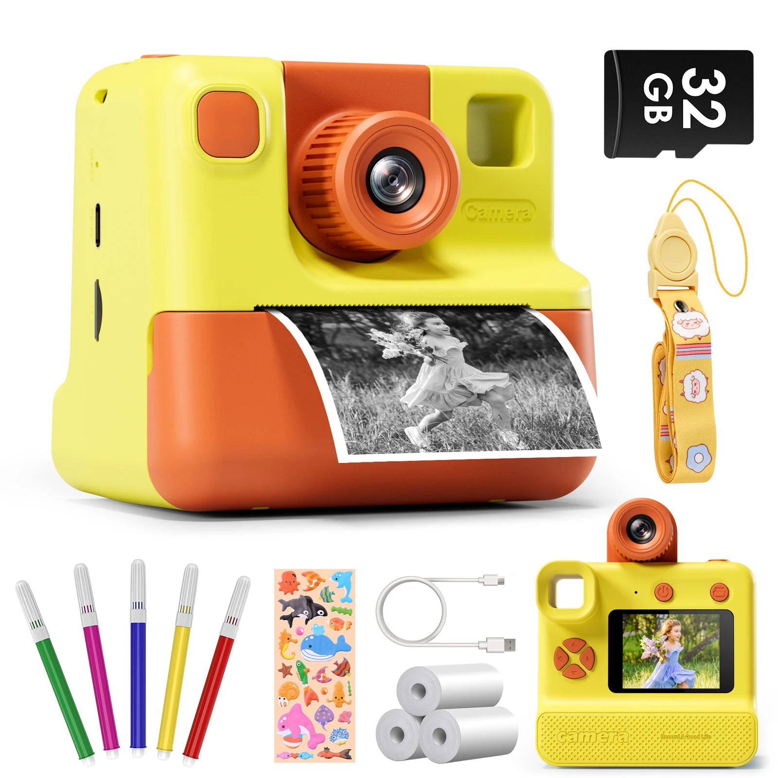 Gofunly Kids Digital Camera Toy 1080P HD Instant Print Camera - The Kings Lots