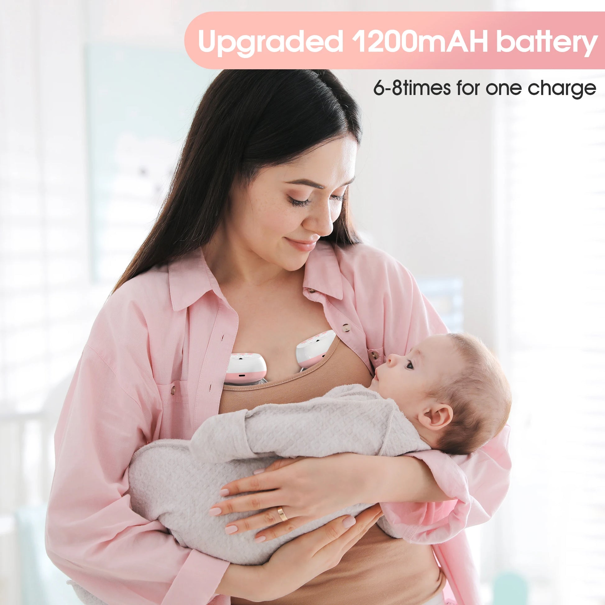 2 Pcs Electric Wearable Breast Pump 1200mAh USB Chargable Silent Milk Extractor Painless Automatic Milker Comfort Breastfeeding - The Kings Lots