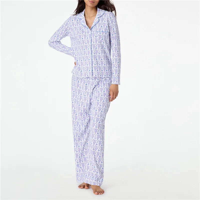 Roller Rabbit Monkey Pajamas Preppy Pjs Cute Pj Pants Sets For Women Y2k Long Sleeve Pajamas Set 2 Piece Loungewear - The Kings Lots