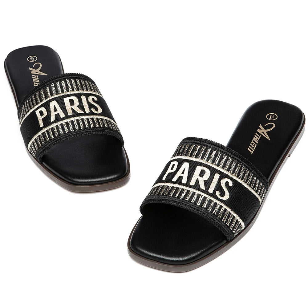 Summer Women Letter Flat Sandals Casual Comfortable Slip Slide 2024 Fashion - The Kings Lots