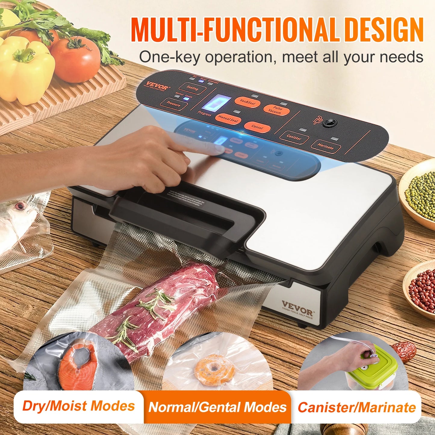 VEVOR 90Kpa 130W Vacuum Sealer Food Packaging Machine