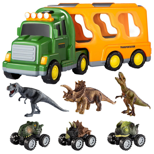 Dinosaur Trucks Toys For Kids Sets 7 In 1 Dinosaur Carrier - The Kings Lots