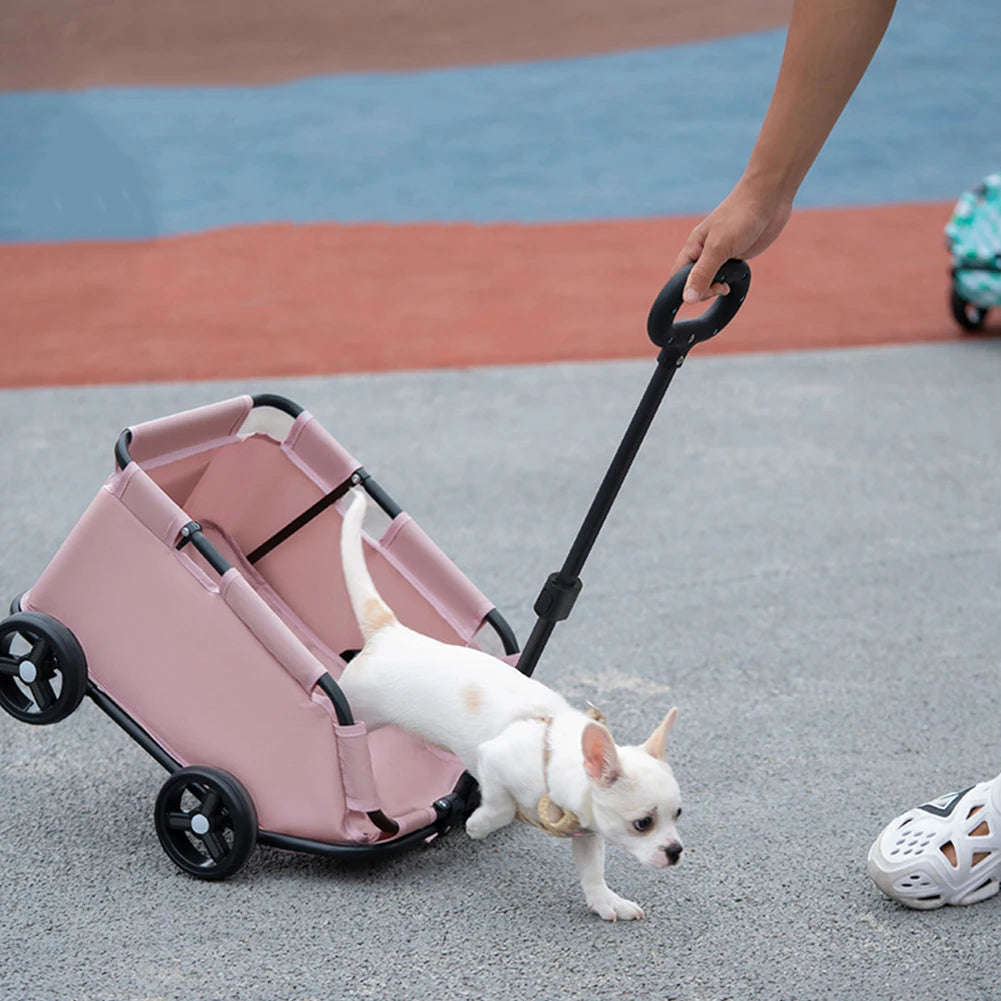 Folding Dog Stroller 4 Wheels Teddy Baby Stroller for Traveling Rolling Cat Carrier Pet Carriage for Travelling Shopping Walking