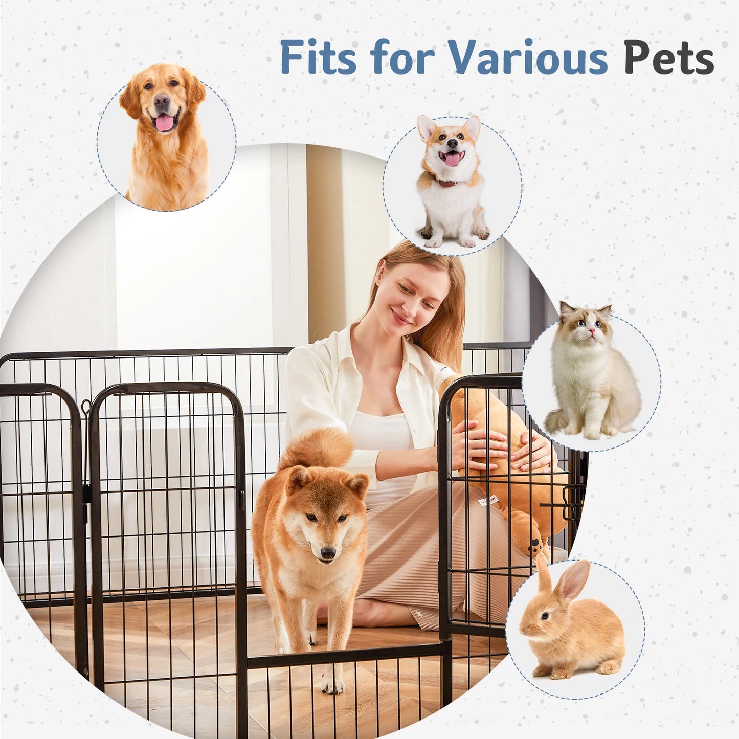 JHK 16 Panel Dog Playpen Indoor Pet Fence Heavy Duty Gate