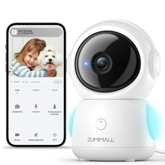 ZUMIMALL Wired Security Camera, 5G/2.4G WiFi Baby Monitor - The Kings Lots