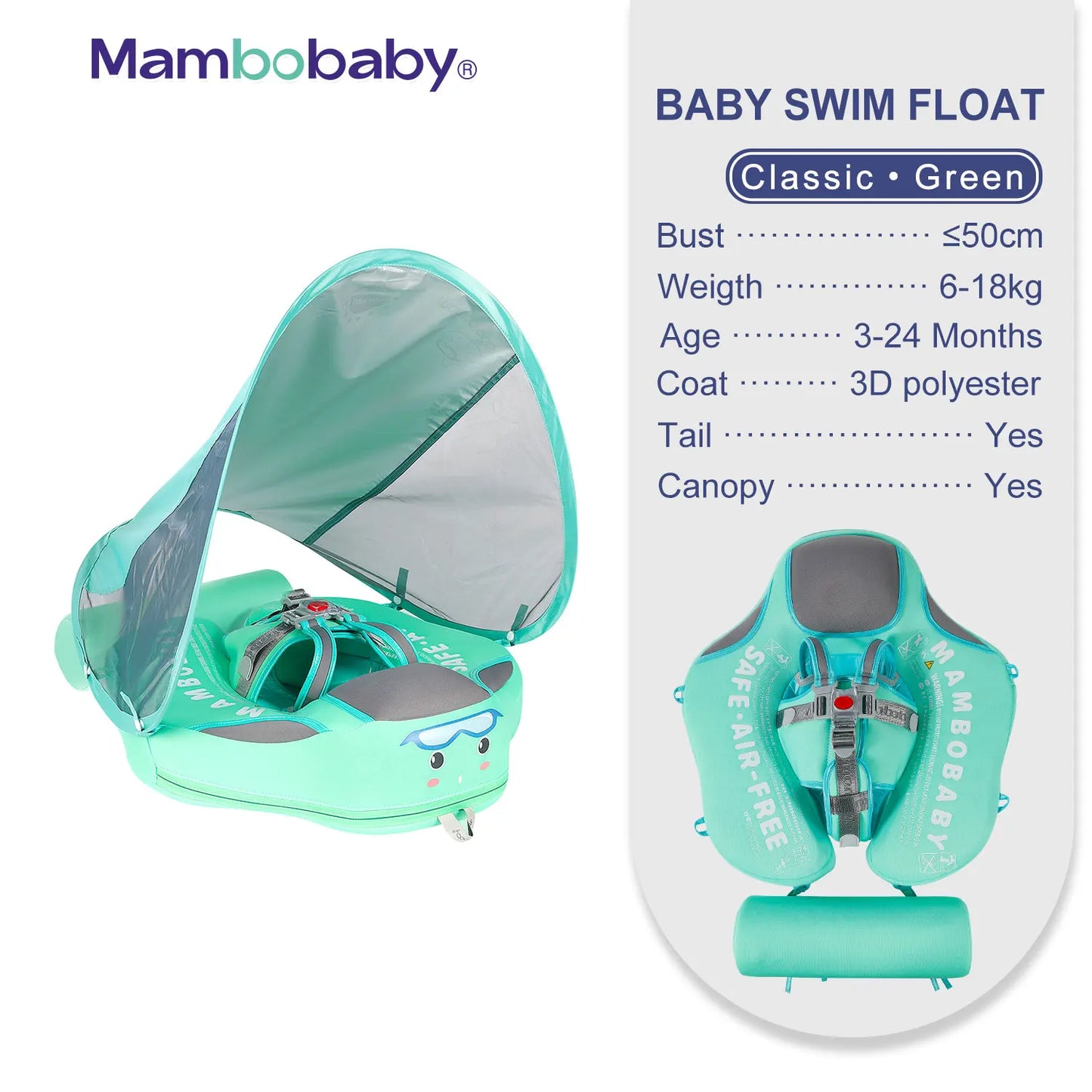 Mambobaby Baby Float with Sunshade Canopy and Crotch Strap - The Kings Lots