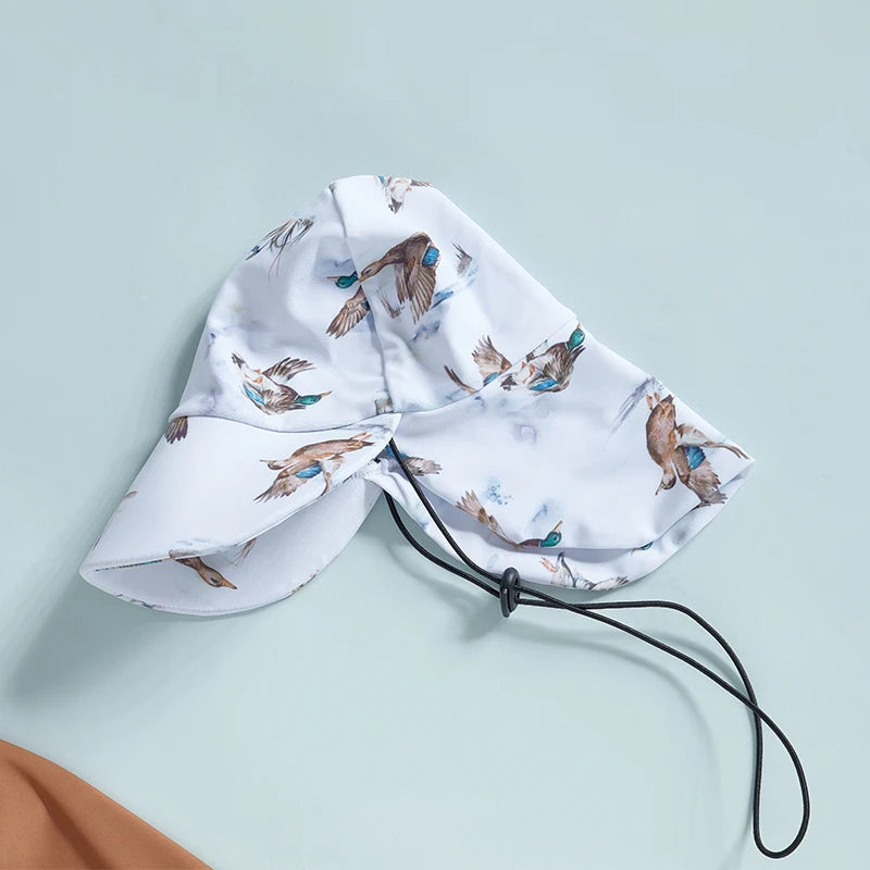 Baby Girls Rash Guard Swimsuit with Hat 2 Pcs Set - The Kings Lots