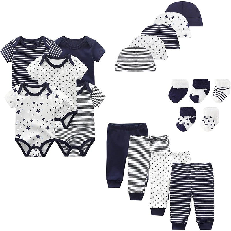 Unisex Baby Boy Girl Layette Sets Bodysuits Pants And Accessories 19 Packs Comfort Infant Outfit New Born Essentials - The Kings Lots