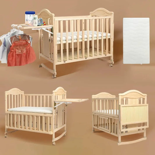 4-in-1 Convertible Cunas para Bebes with Changing Shelf and Mattress - The Kings Lots