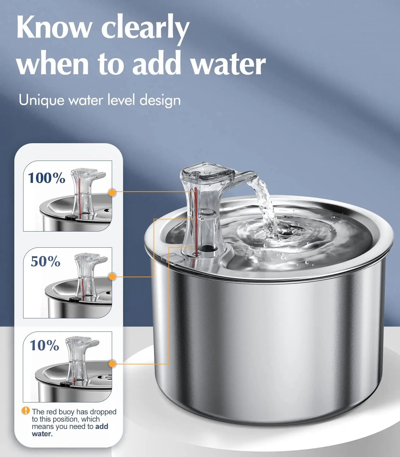 2L Fully Stainless Steel Pet Water Dispenser Automatic Cat Water Fountain with Sensor Heater - The Kings Lots