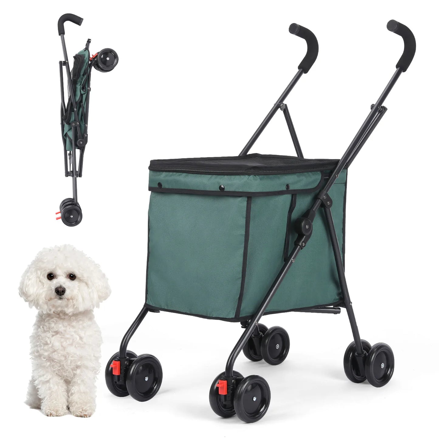 33lbs 4 Wheels Dog Stroller Rotate Pink Pet Puppy Stroller