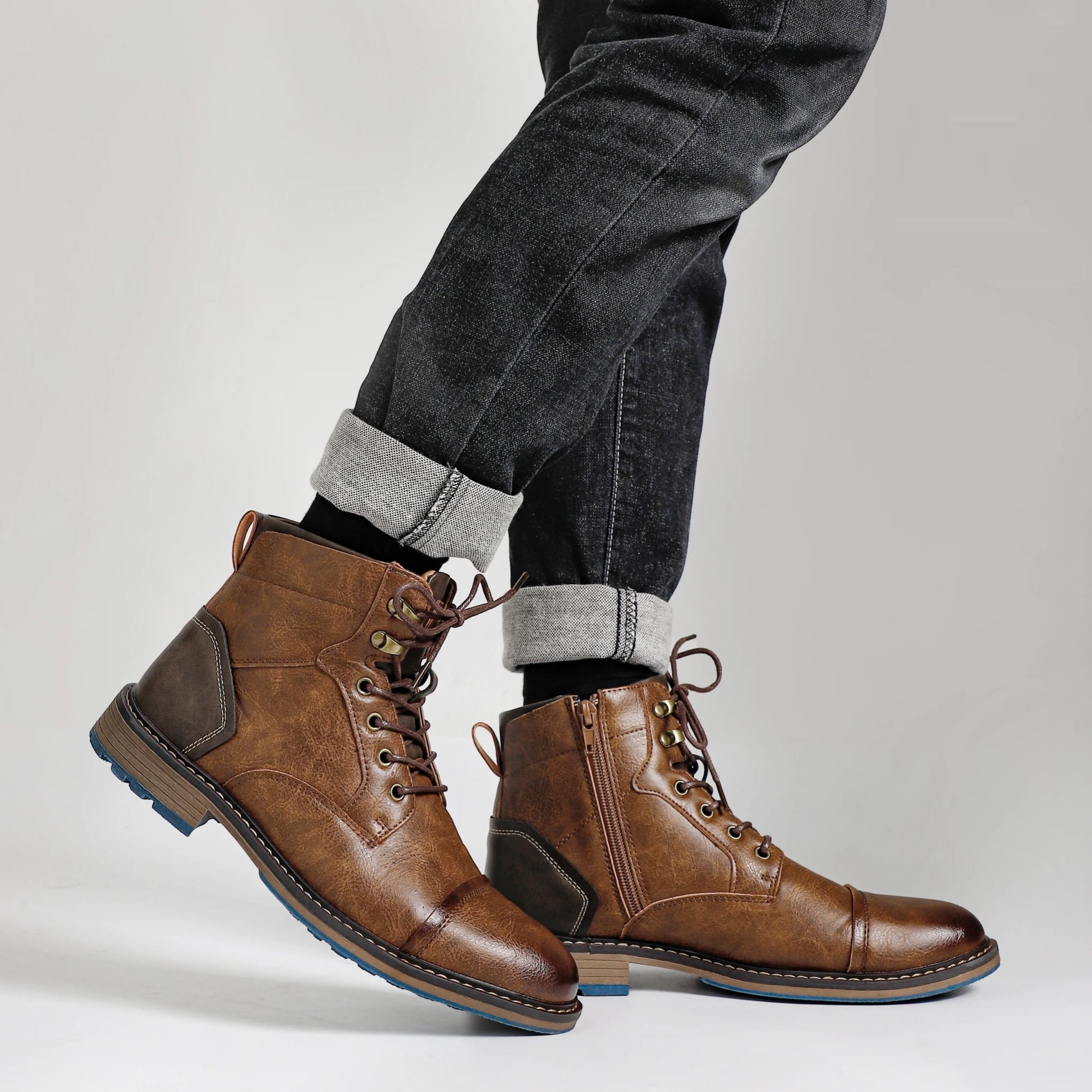 Size 8-13 Retro Men Boots 2025 Fashion Comfortable Spring Leather Boots - The Kings Lots