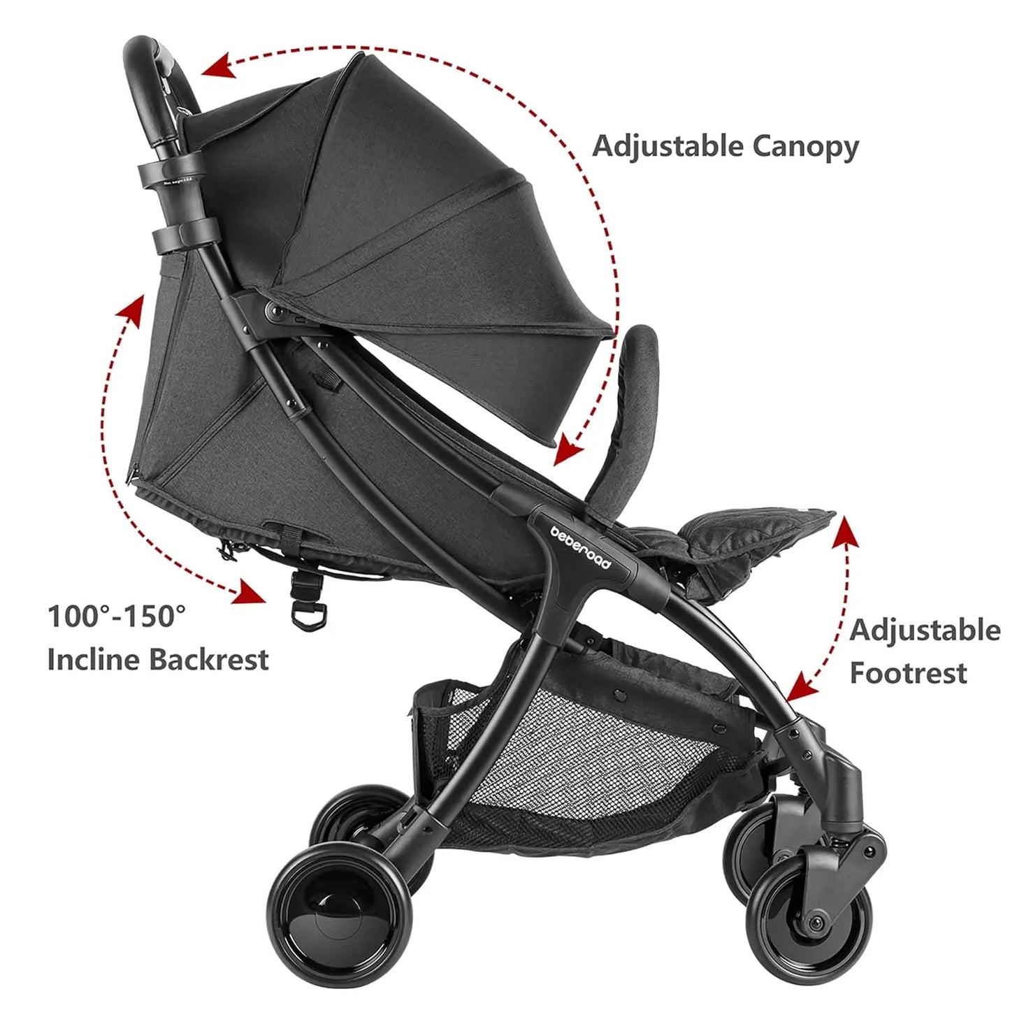 R2 Lightweight Compact Small Baby Stroller Foldable Travel Stroller for Baby Newborn Infant Toddler with Adjustable Backrest,