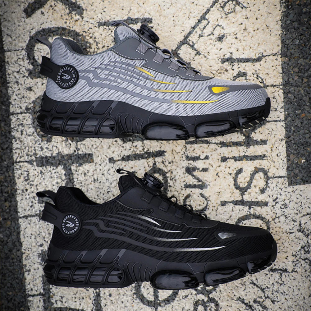 Men Steel Toe Shoes Lightweight Safety Shoes Non Slip Comfortable Work Shoes Breathable for Industrial Construction - The Kings Lots
