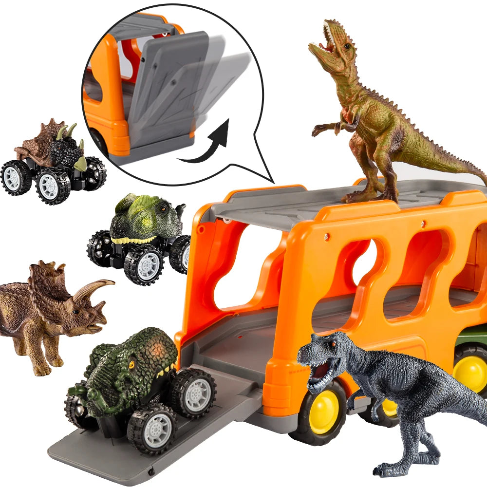 Dinosaur Trucks Toys For Kids Sets 7 In 1 Dinosaur Carrier - The Kings Lots
