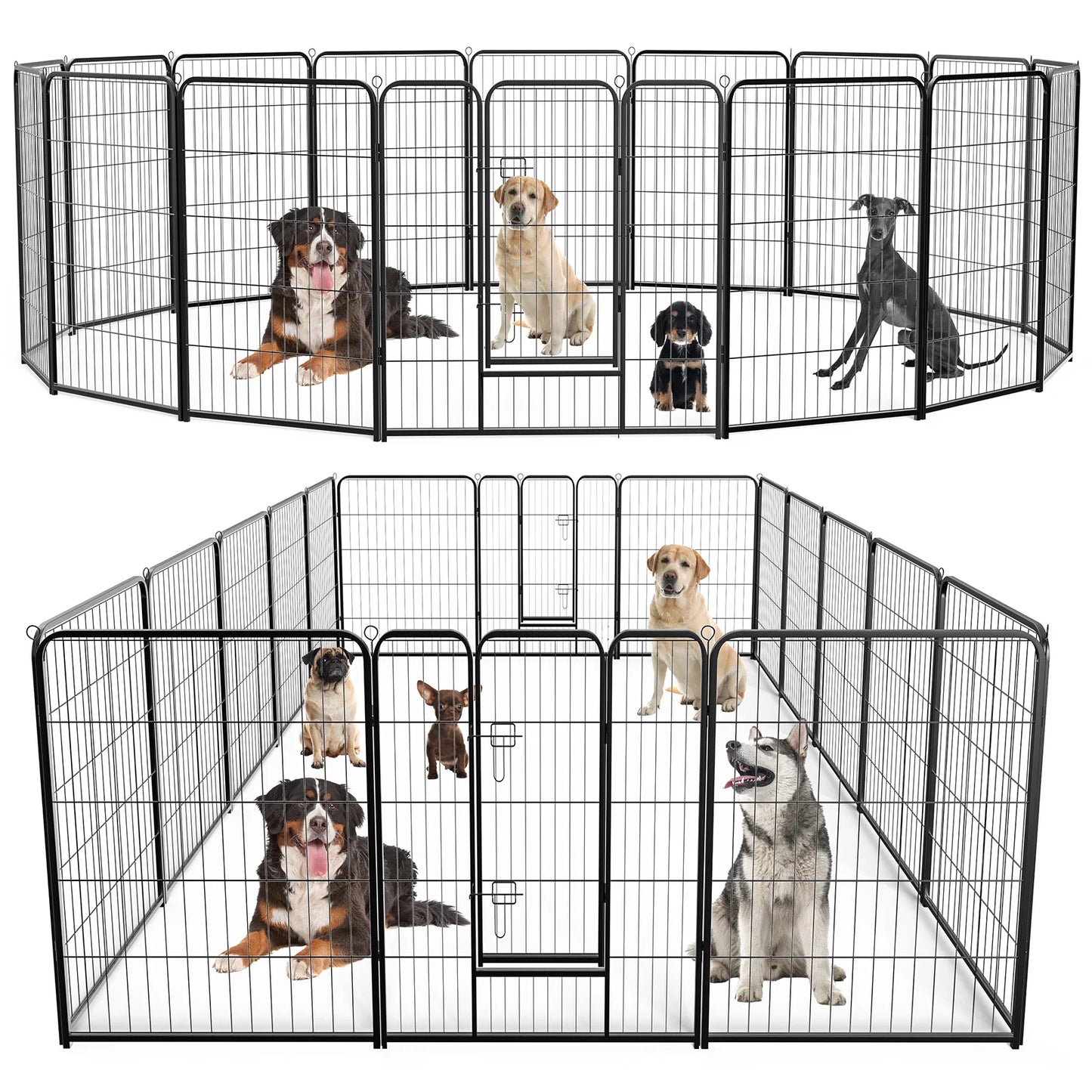 JHK 16 Panel Dog Playpen Indoor Pet Fence Heavy Duty Gate