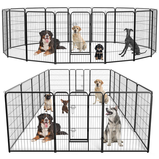 JHK 16 Panel Dog Playpen Indoor Pet Fence Heavy Duty Gate