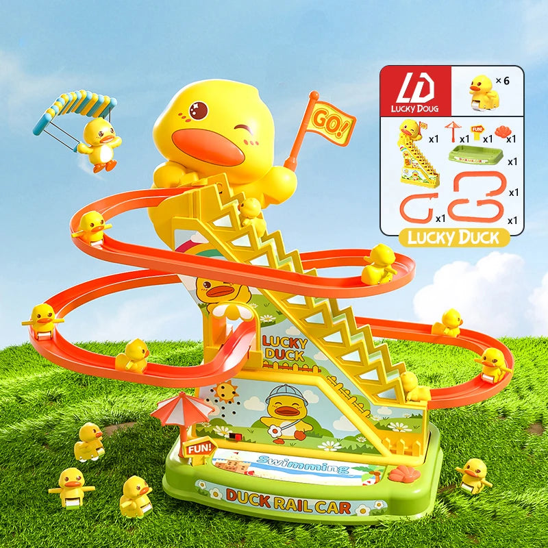 Duck Stairs Climbing Kids Toys Electric Duck Track Slide - The Kings Lots
