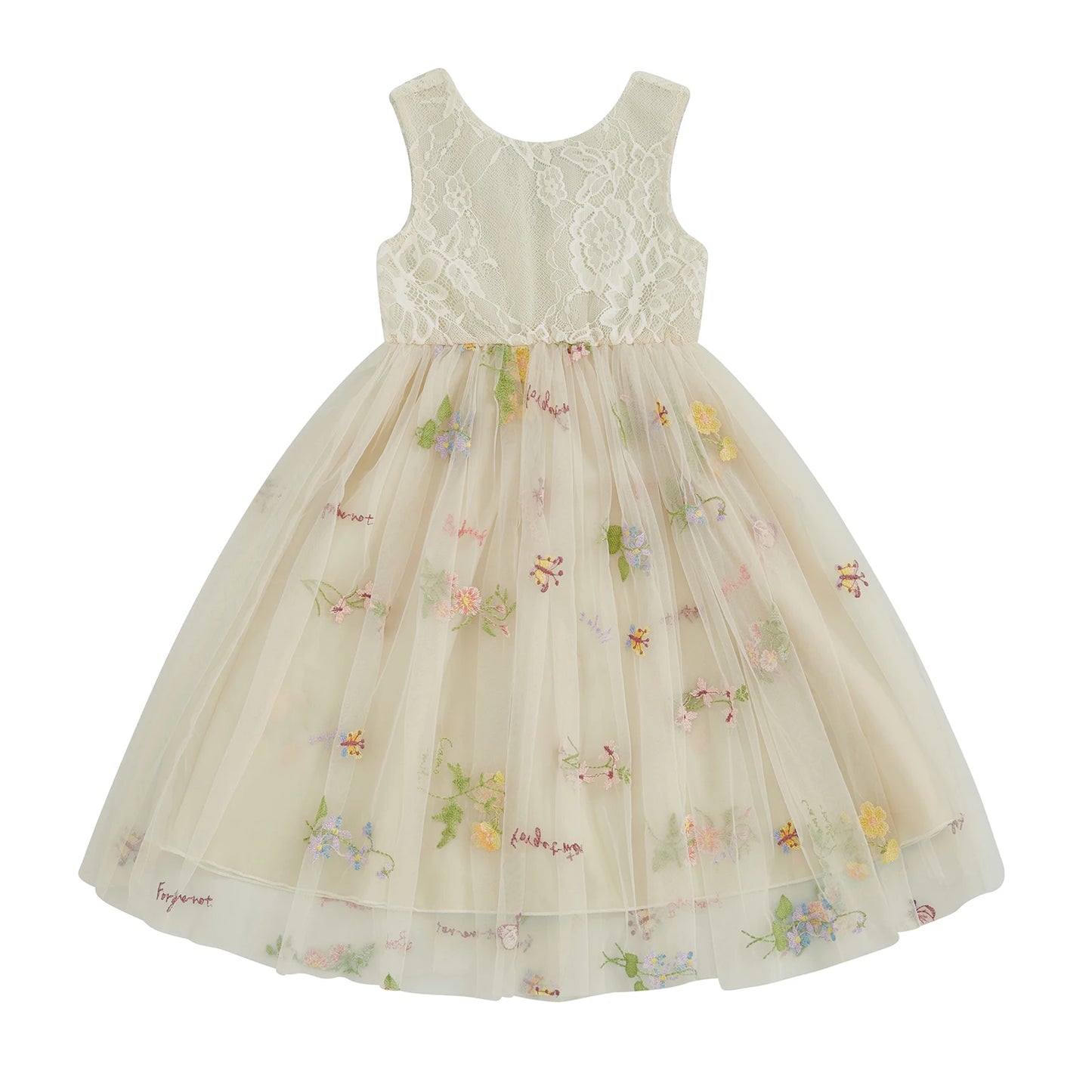Kids Girl Tulle Dress Sleeveless Round Neck Floral Embroidery Dress Toddler Princess Dress Summer Clothes - The Kings Lots