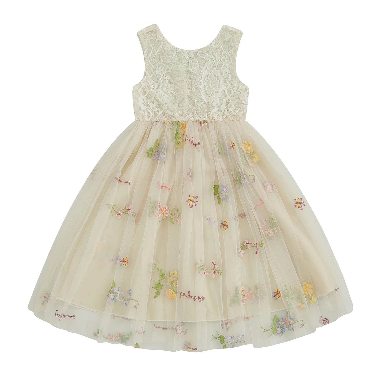 Kids Girl Tulle Dress Sleeveless Round Neck Floral Embroidery Dress Toddler Princess Dress Summer Clothes - The Kings Lots