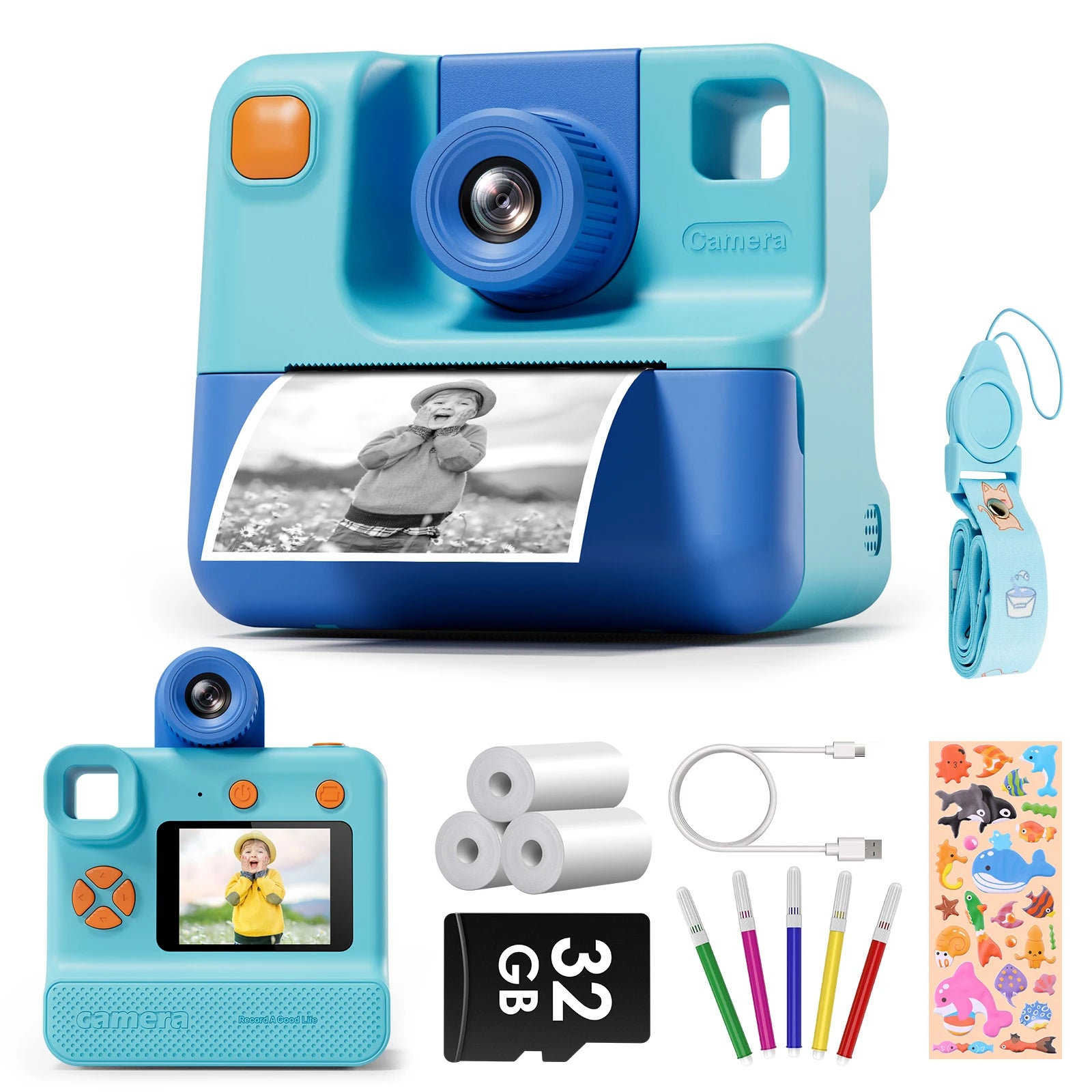 Gofunly Kids Digital Camera Toy 1080P HD Instant Print Camera - The Kings Lots