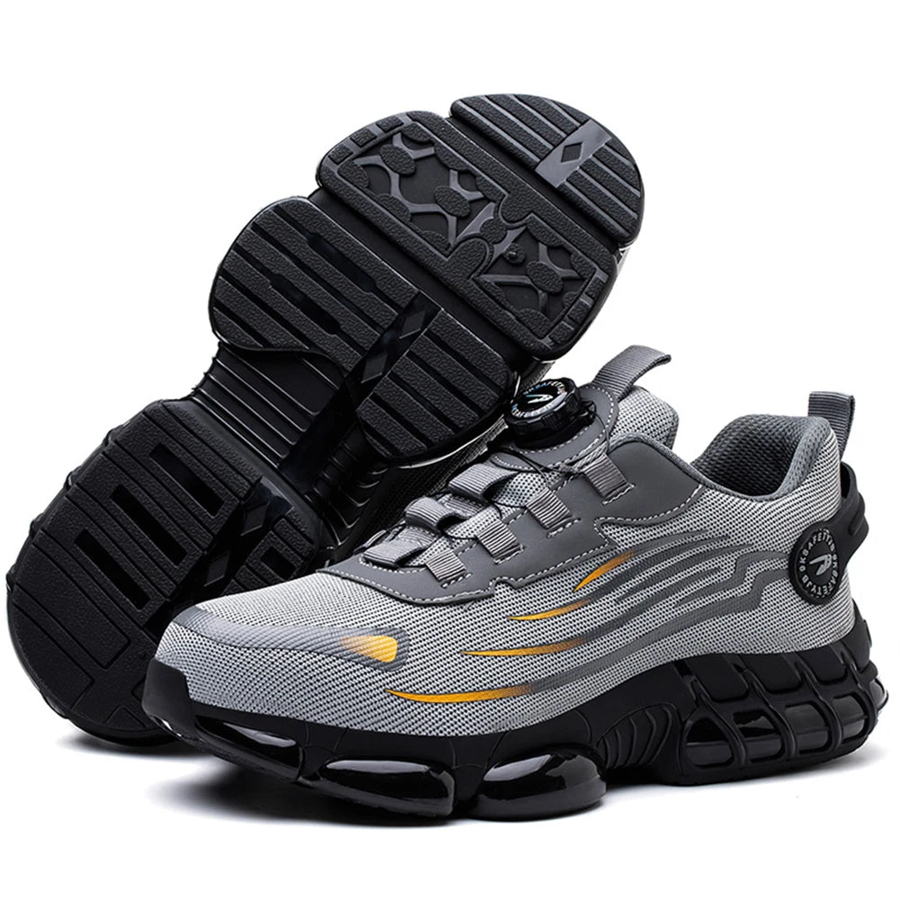 Men Steel Toe Shoes Lightweight Safety Shoes Non Slip Comfortable Work Shoes Breathable for Industrial Construction - The Kings Lots