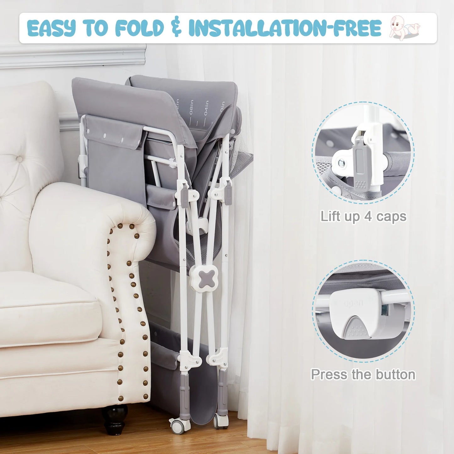 Portable Baby Changing Table with Wheels and Adjustable Height - The Kings Lots