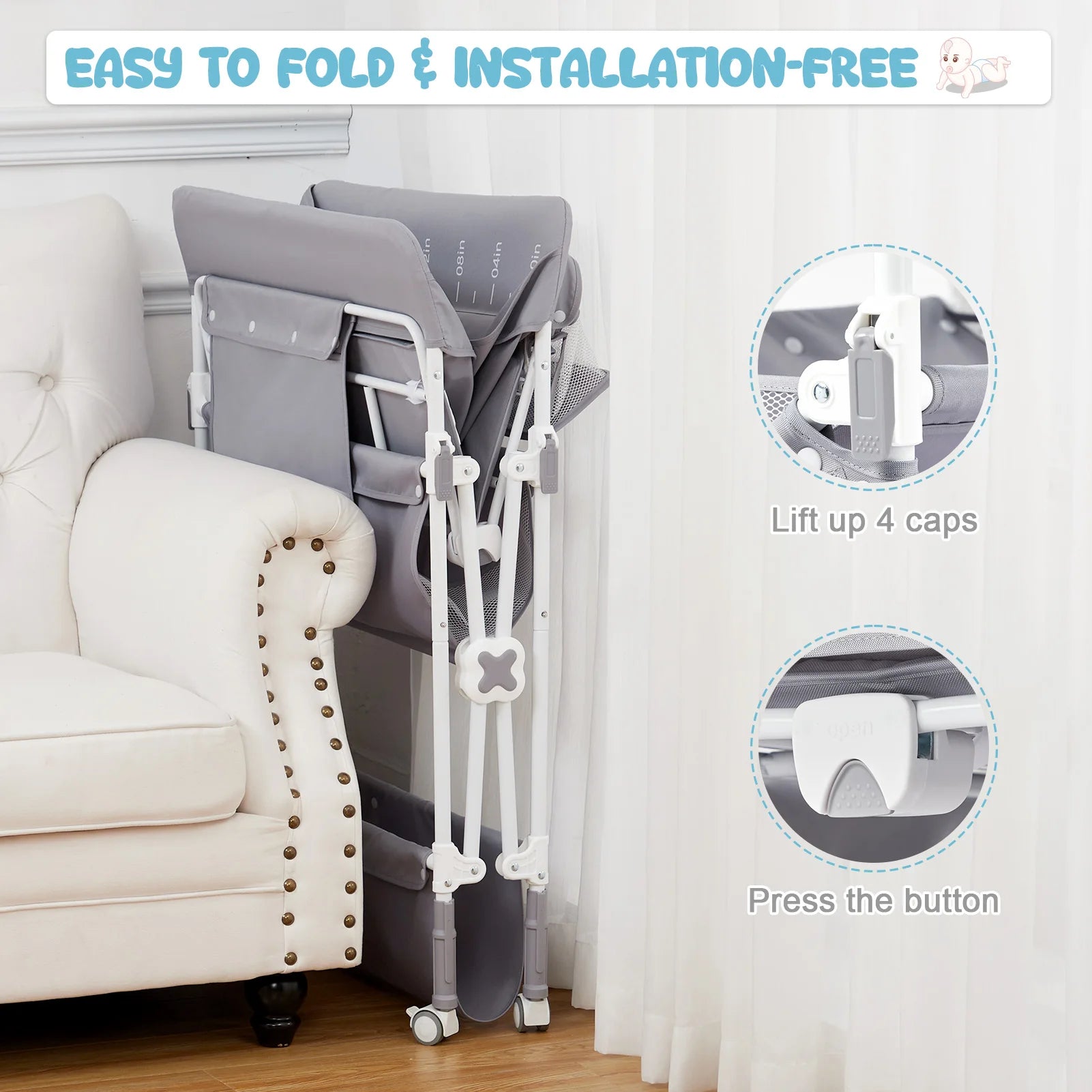 Portable Baby Changing Table with Wheels and Adjustable Height - The Kings Lots