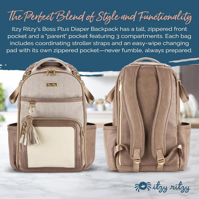 Diaper Bag Backpack – Large Capacity  Plus Baby Backpack Diaper Bag Featuring 19 Pockets, Changing Pad, Stroller