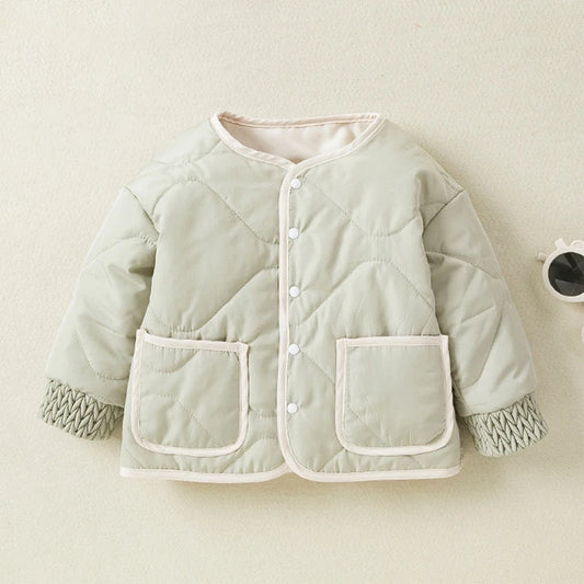 Kids Quilted Puffer Jacket with Hood and Zipper Closure Warm Winter Coat for Boys and Girls Outdoor Outerwear with Pockets - The Kings Lots