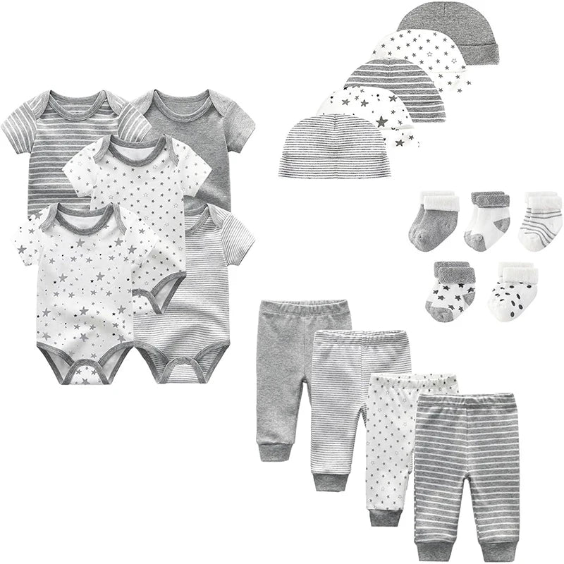 Unisex Baby Boy Girl Layette Sets Bodysuits Pants And Accessories 19 Packs Comfort Infant Outfit New Born Essentials - The Kings Lots