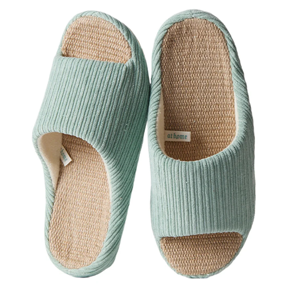 Unisex House Slippers Corduroy Linen Slippers Non-Slip Indoor - The Kings Lots