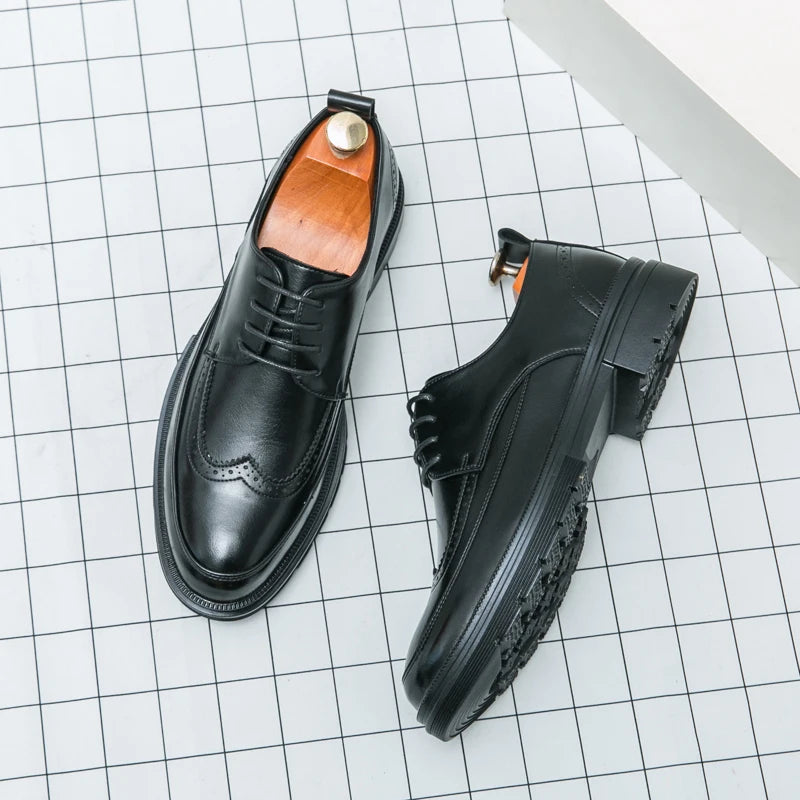 Men's Dress Oxford Shoes Classic Lace Up Formal Shoes Style - The Kings Lots