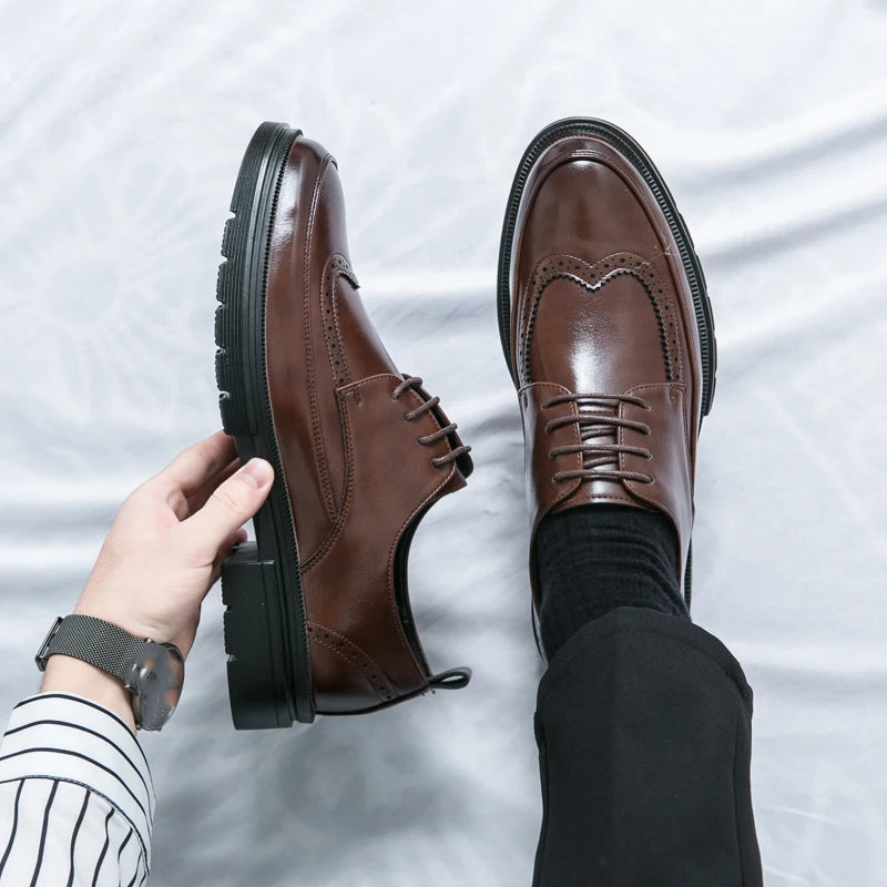 Men's Dress Oxford Shoes Classic Lace Up Formal Shoes Style - The Kings Lots