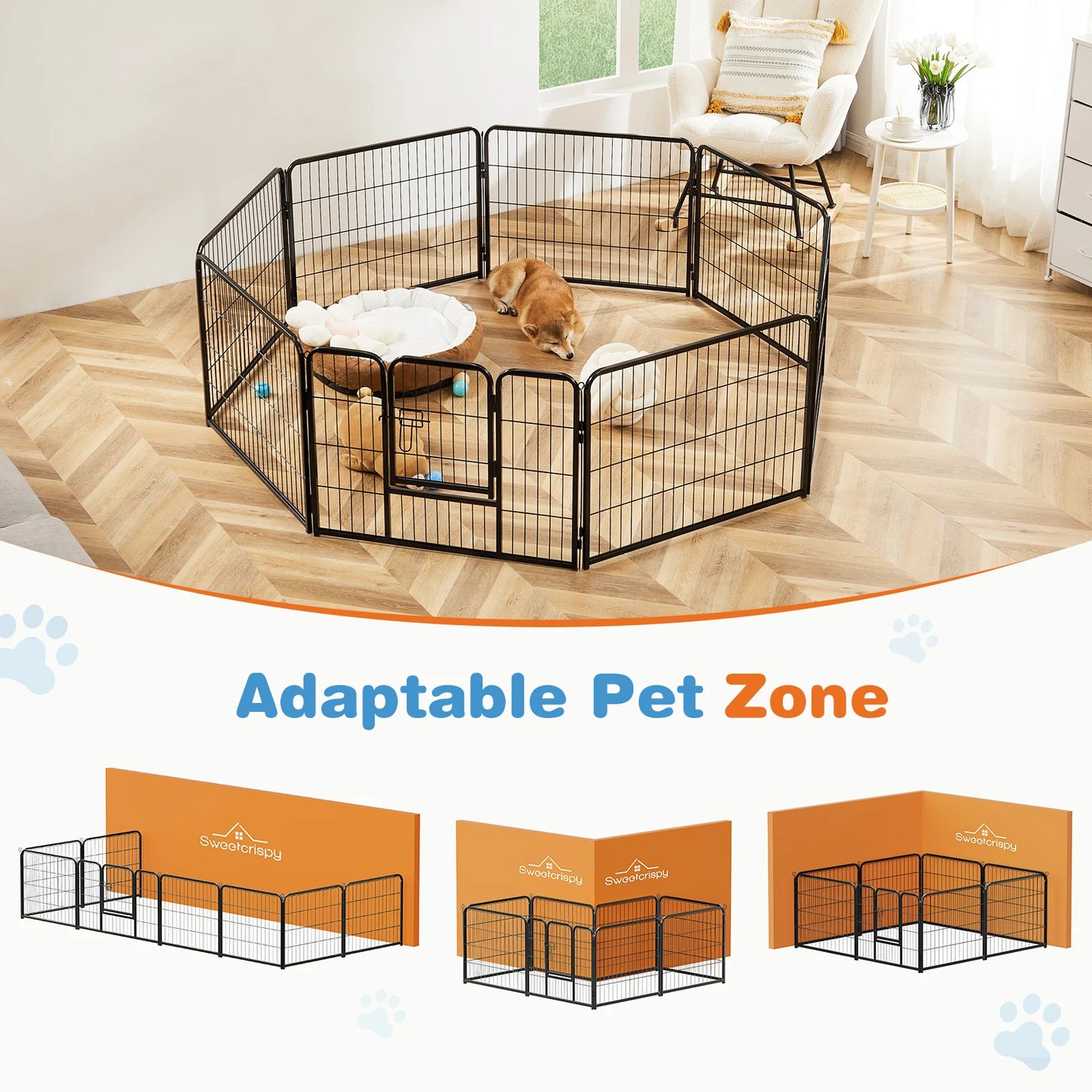 JHK 8 Panel Dog Playpen Indoor Pet Fence for Outdoor Use