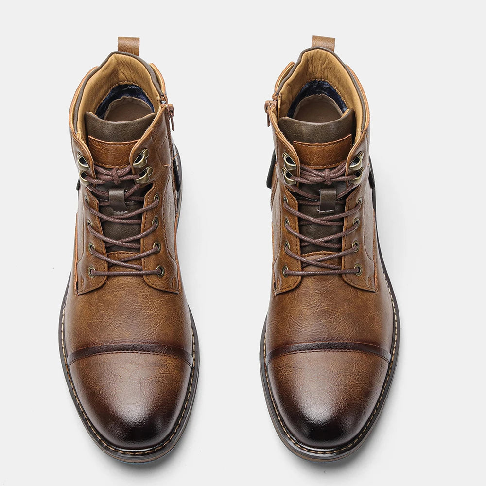 Size 8-13 Retro Men Boots 2025 Fashion Comfortable Spring Leather Boots - The Kings Lots