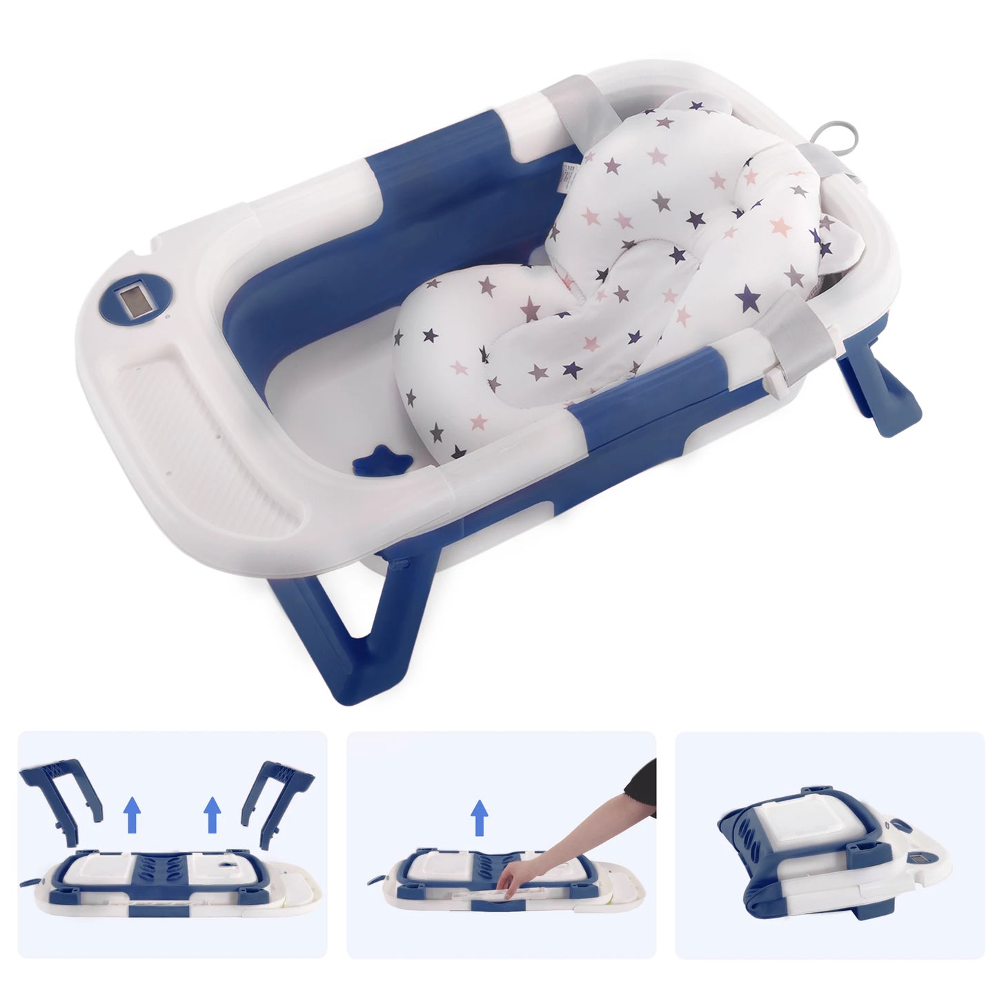 Baby Bathtub with Soft Cushion & Thermometer for 0-36 Months - The Kings Lots