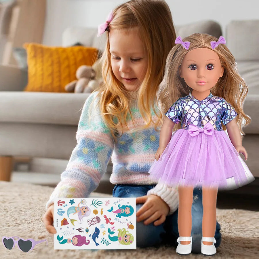 45cm/18inch Purple Mermaid Dress Doll White Shoes Set - The Kings Lots