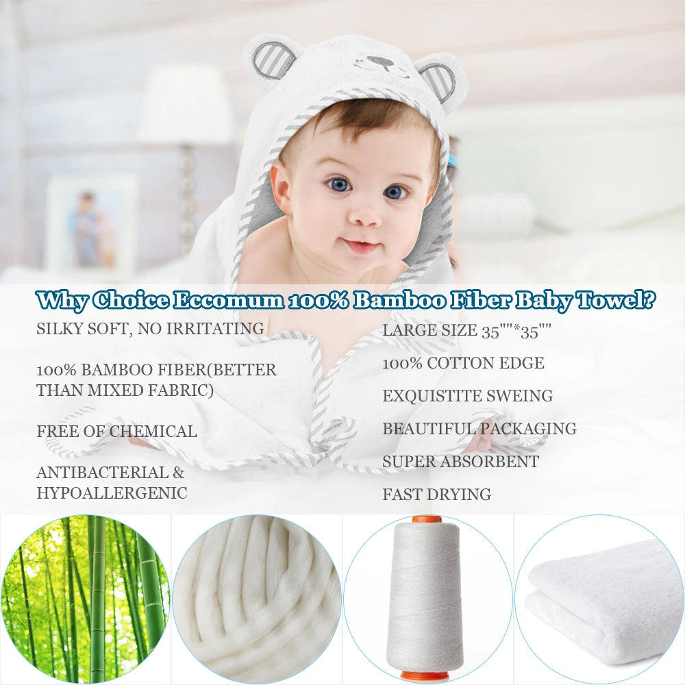 Kisdream Baby Hooded Towel Organic Bamboo Fiber Towel - The Kings Lots