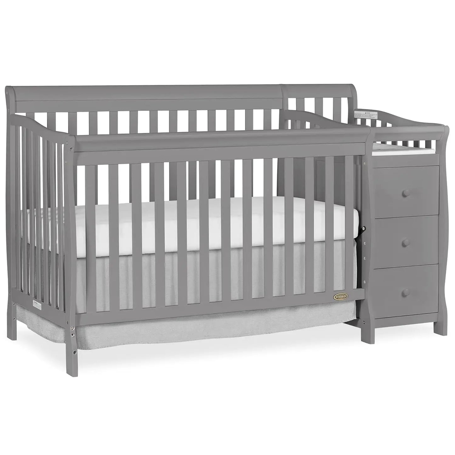 5 In 1 Brody Convertible Crib With Changer In White, Greenguard Gold Certified, Comes With 1" Changing Pad, Non-Toxic Finish - The Kings Lots