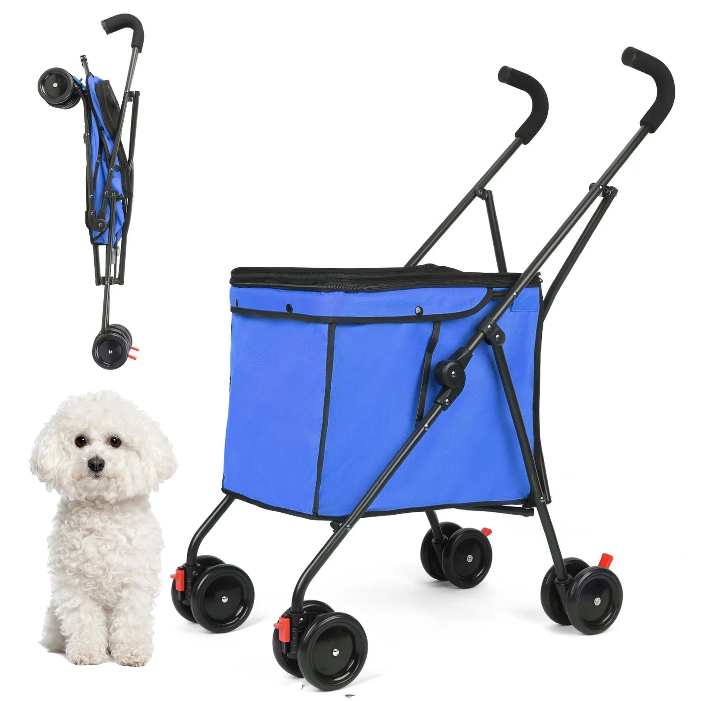 33lbs 4 Wheels Dog Stroller Rotate Pink Pet Puppy Stroller