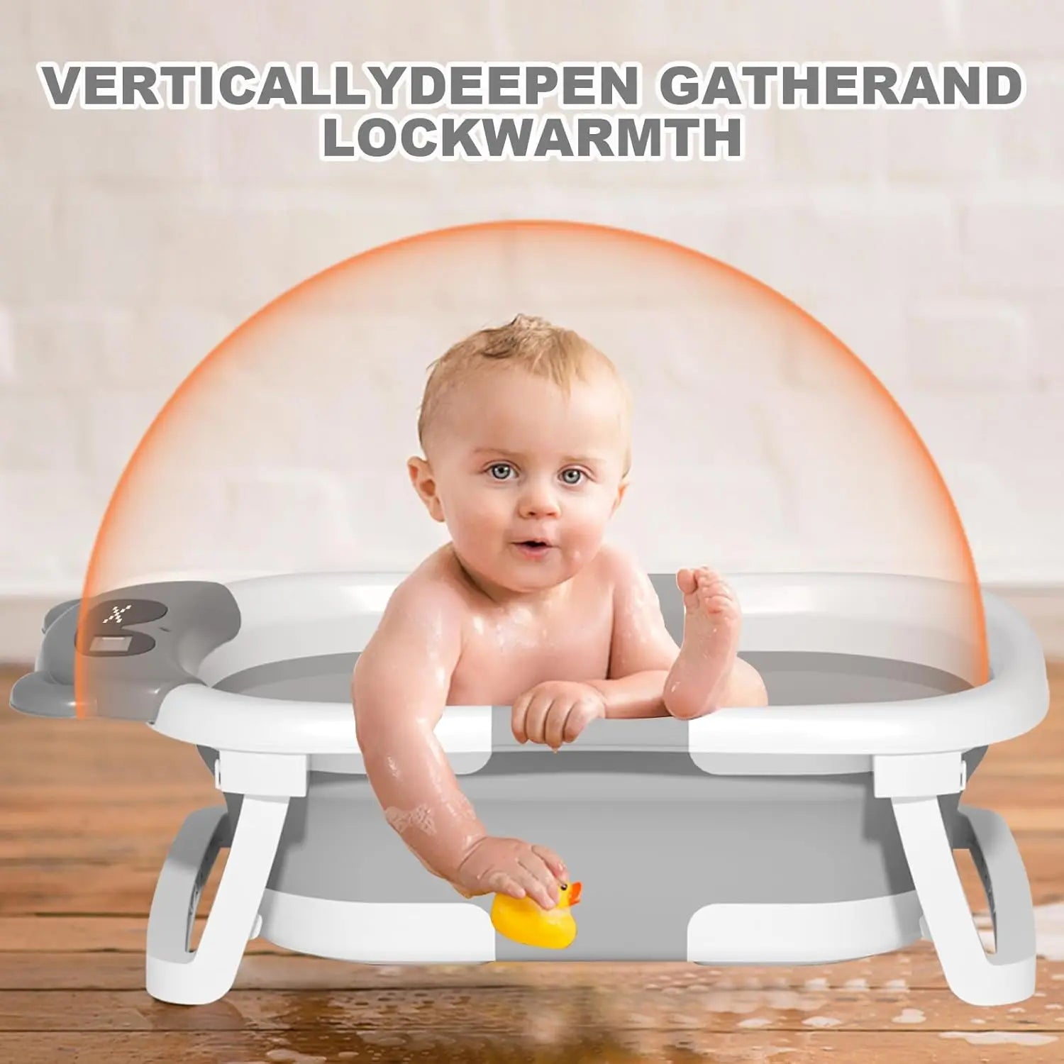Baby Bathtub Real-Time Temperature Display Non-Slip Folding Tub - The Kings Lots