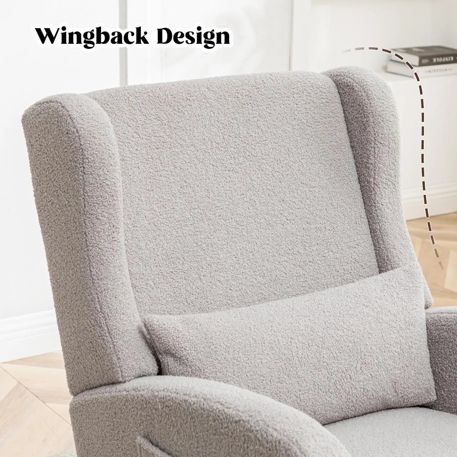 Rocking Chair Nursery with Foot Rest and Wingback Design - The Kings Lots