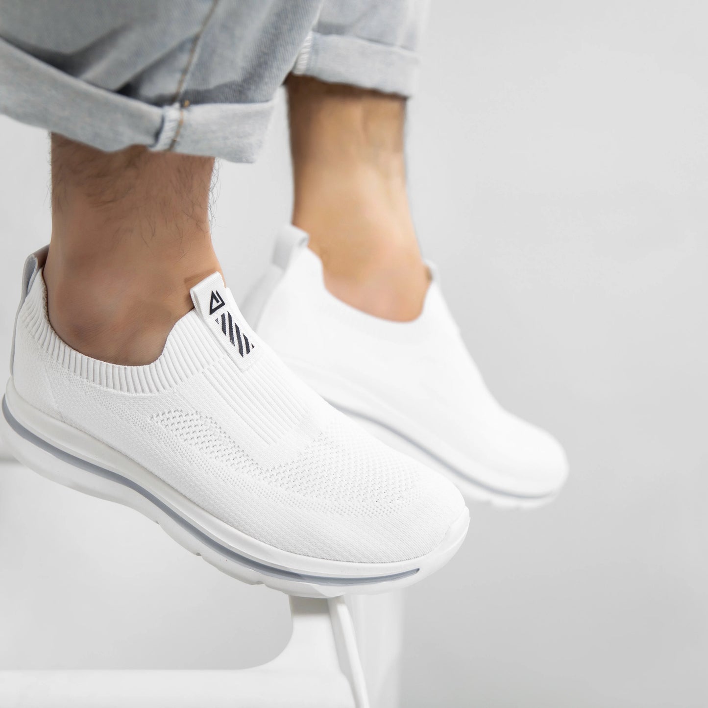 Men White Sneakers Walking Shoes Slip On Lightweight 1239 - The Kings Lots