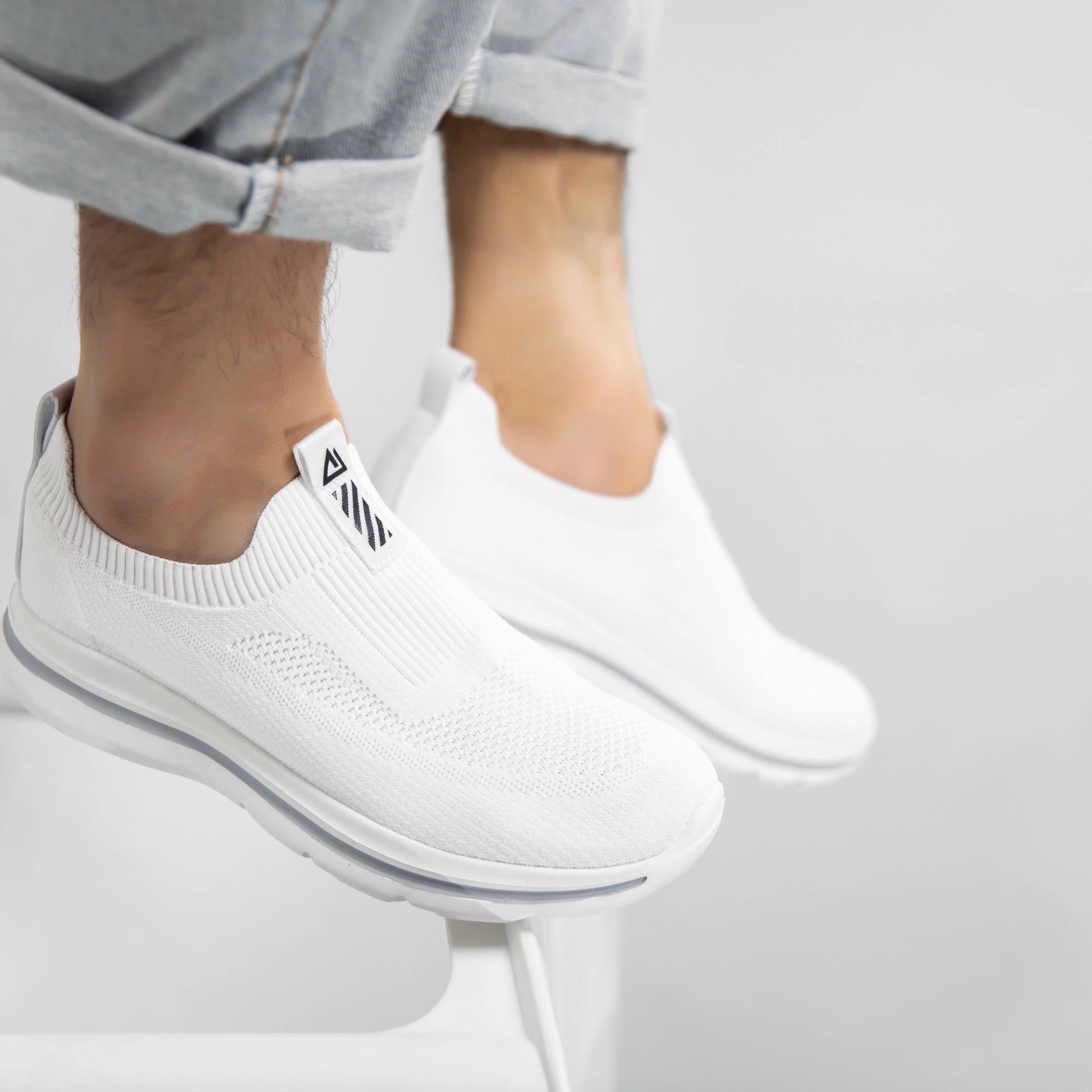 Men White Sneakers Walking Shoes Slip On Lightweight 1239 - The Kings Lots