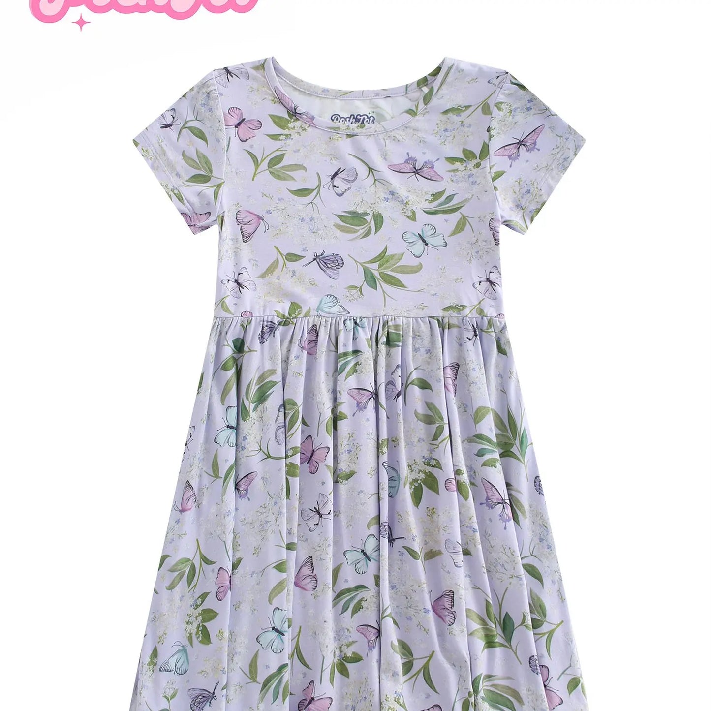 POSHTOT Purple butterfly Bamboo fiber Super cozy bamboo Girls' Floral Print Princess Dress, - The Kings Lots