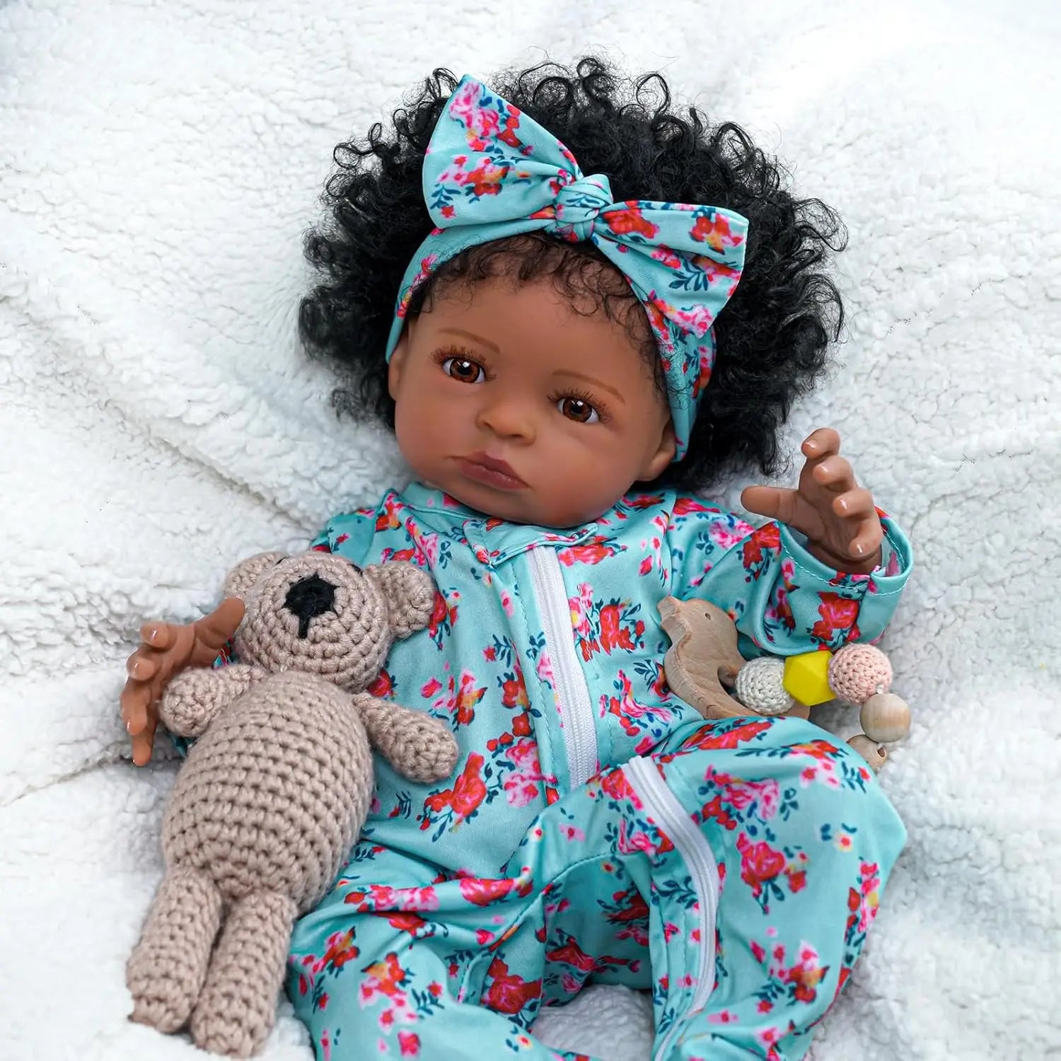 Lifelike Reborn Black Girl- 18-Inch Realistic Newborn Real Life Baby Dolls with Clothes and Toy Gift for Kids Age 3+ - The Kings Lots