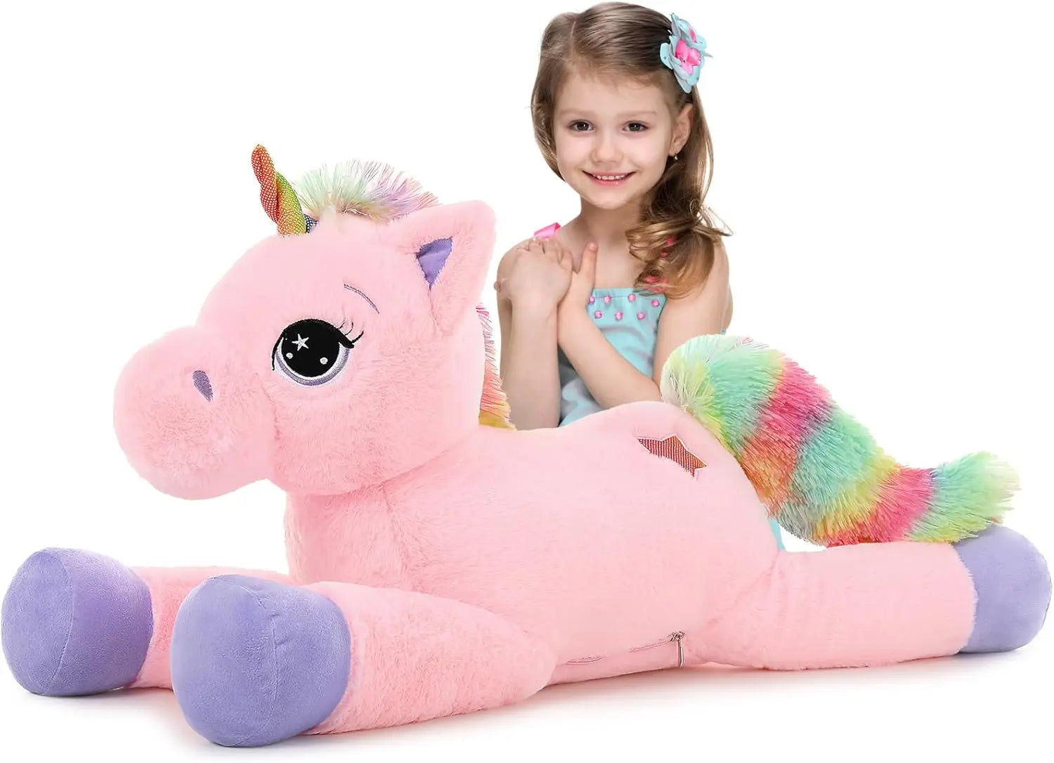 Tezituor 43in Giant Unicorn Plush Toys,Big Rainbow Pink Unicorn Stuffed Animals for Children,Great Unicorns Gifts for Girls - The Kings Lots