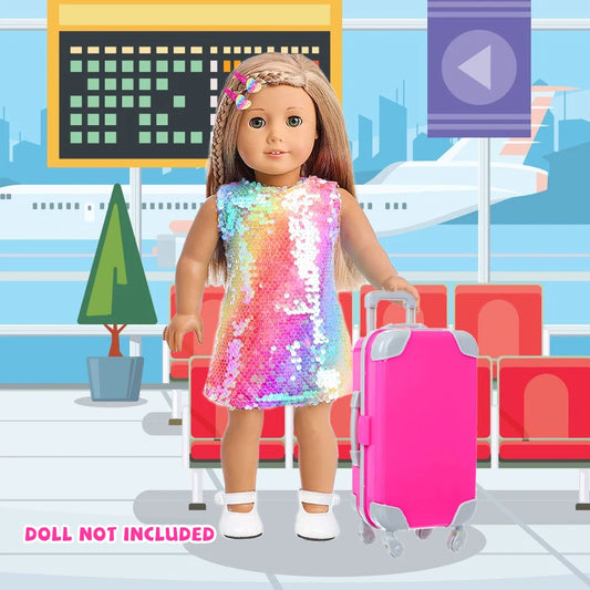 18Inch Doll Clothes Colorful Dress Lovely Travel Suitcase American Girl Doll Summer Outfit Hoodie Baby Toys Wear Girl's Gifts - The Kings Lots