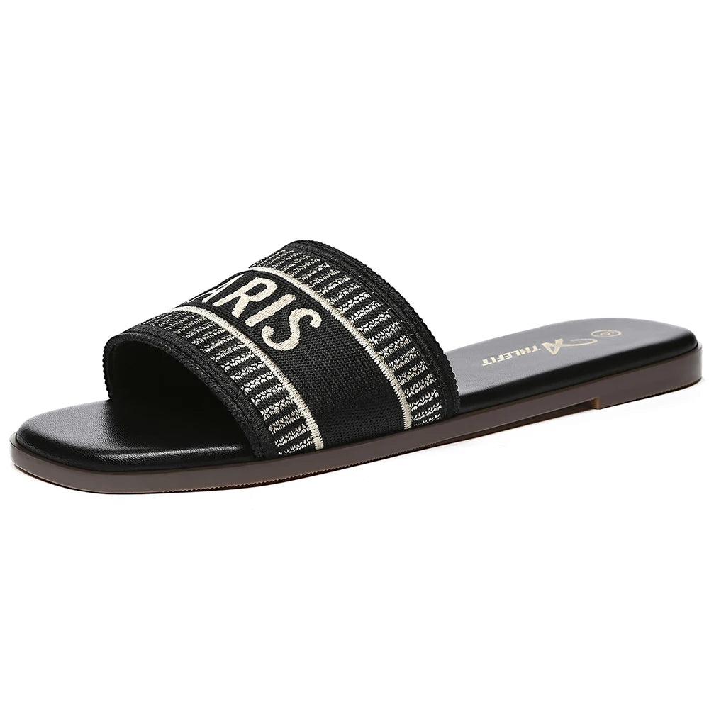 Summer Women Letter Flat Sandals Casual Comfortable Slip Slide 2024 Fashion - The Kings Lots
